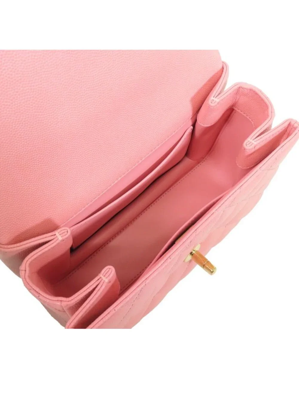 Chanel Chain Pink Gold Caviar Leather Quilted 20 Single Flap Shoulder Bag